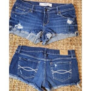 Vintage Abercrombie Ultra Low Rise Micro Mini Denim Jean Shorts Y2K Stretch 2 26